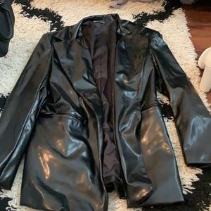 Black faux leather blazer